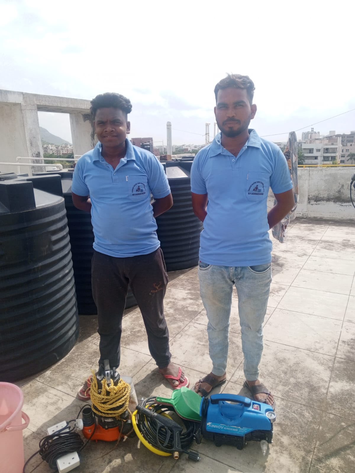 Omkar Water Tank Cleaning Services team with water tank cleaning equipment
