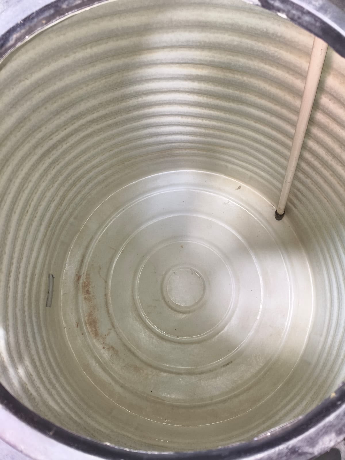 Clean water tank interior after cleaning