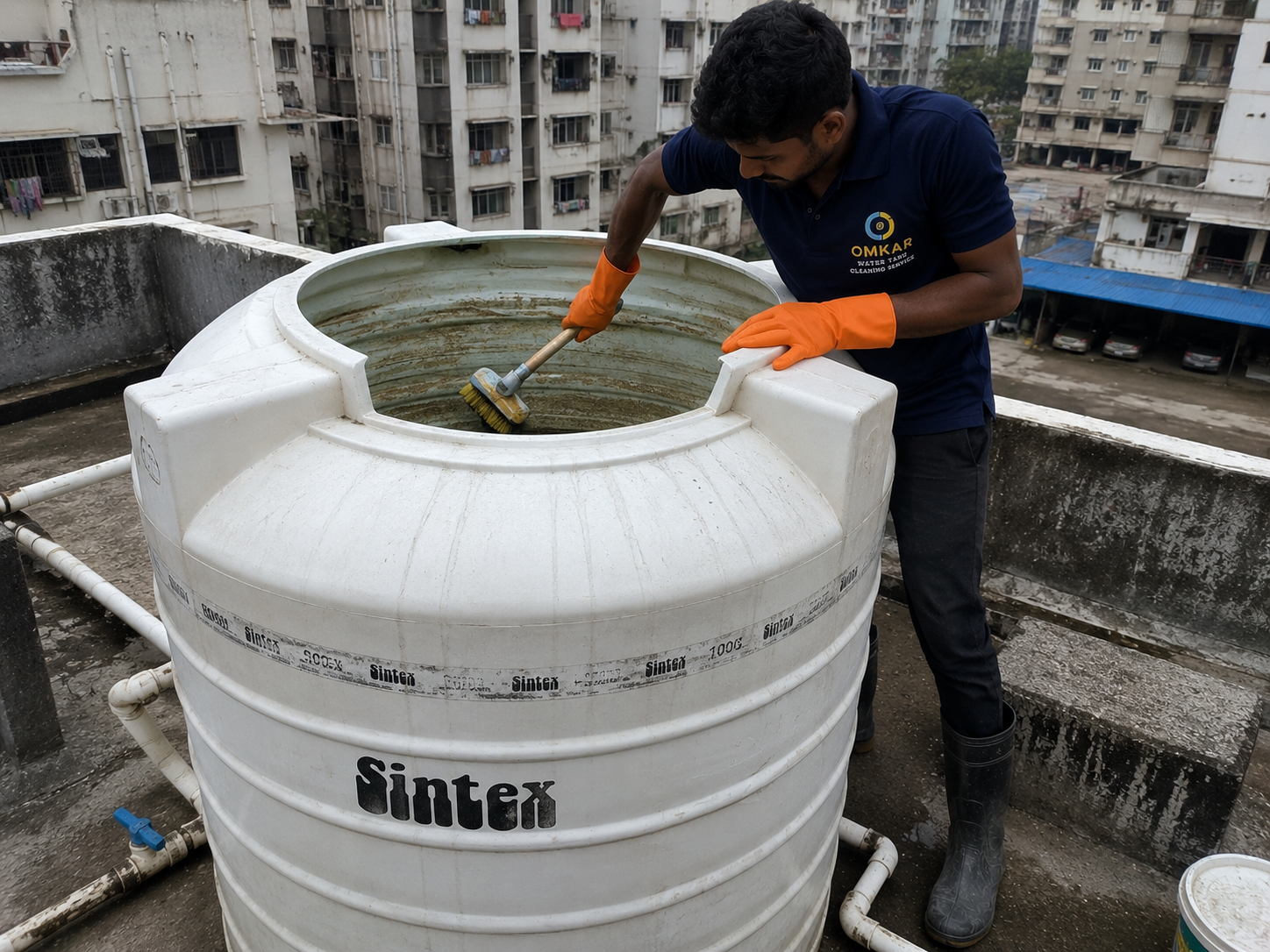 Overhead Water Tank Cleaning